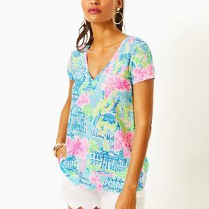 Lilly Pulitzer  etta v-neck top - multi lilly loves dc